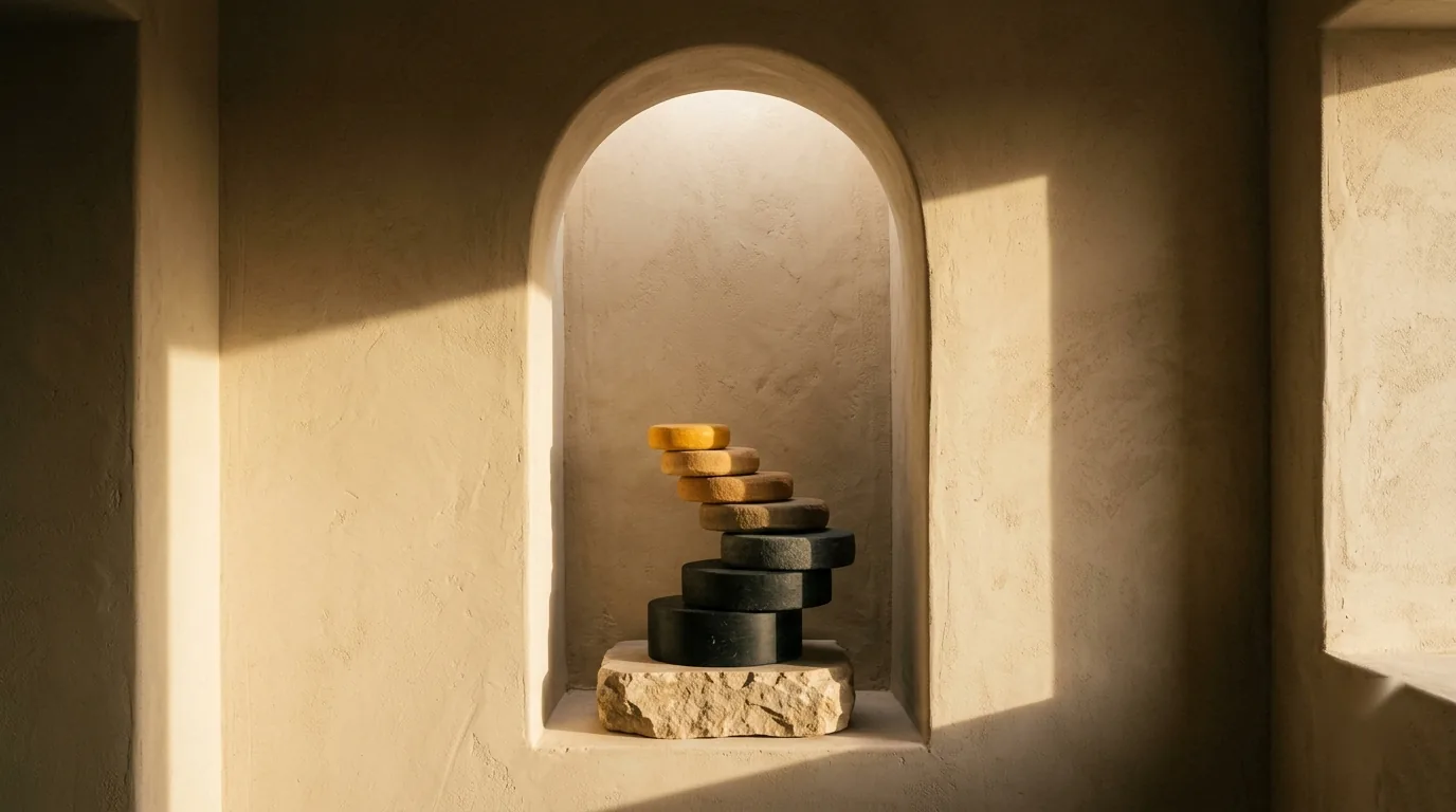 Colonnes de verre et de chrome de hauteur croissante, surmontées d’une flèche montante