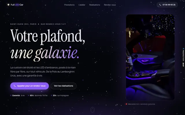 Page d’accueil du site Full LED Car