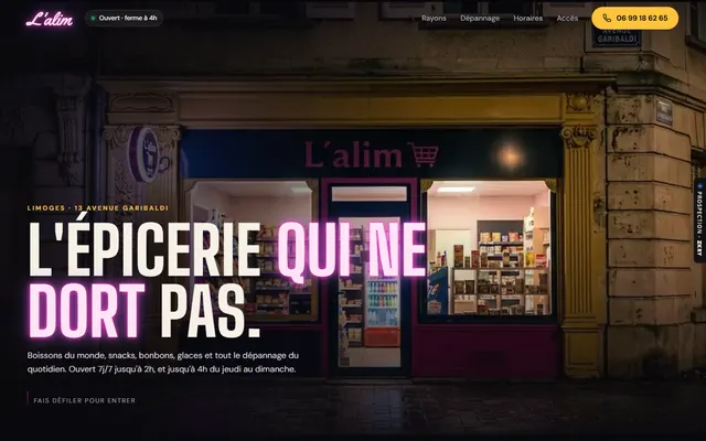 Page d’accueil du site L'Alim